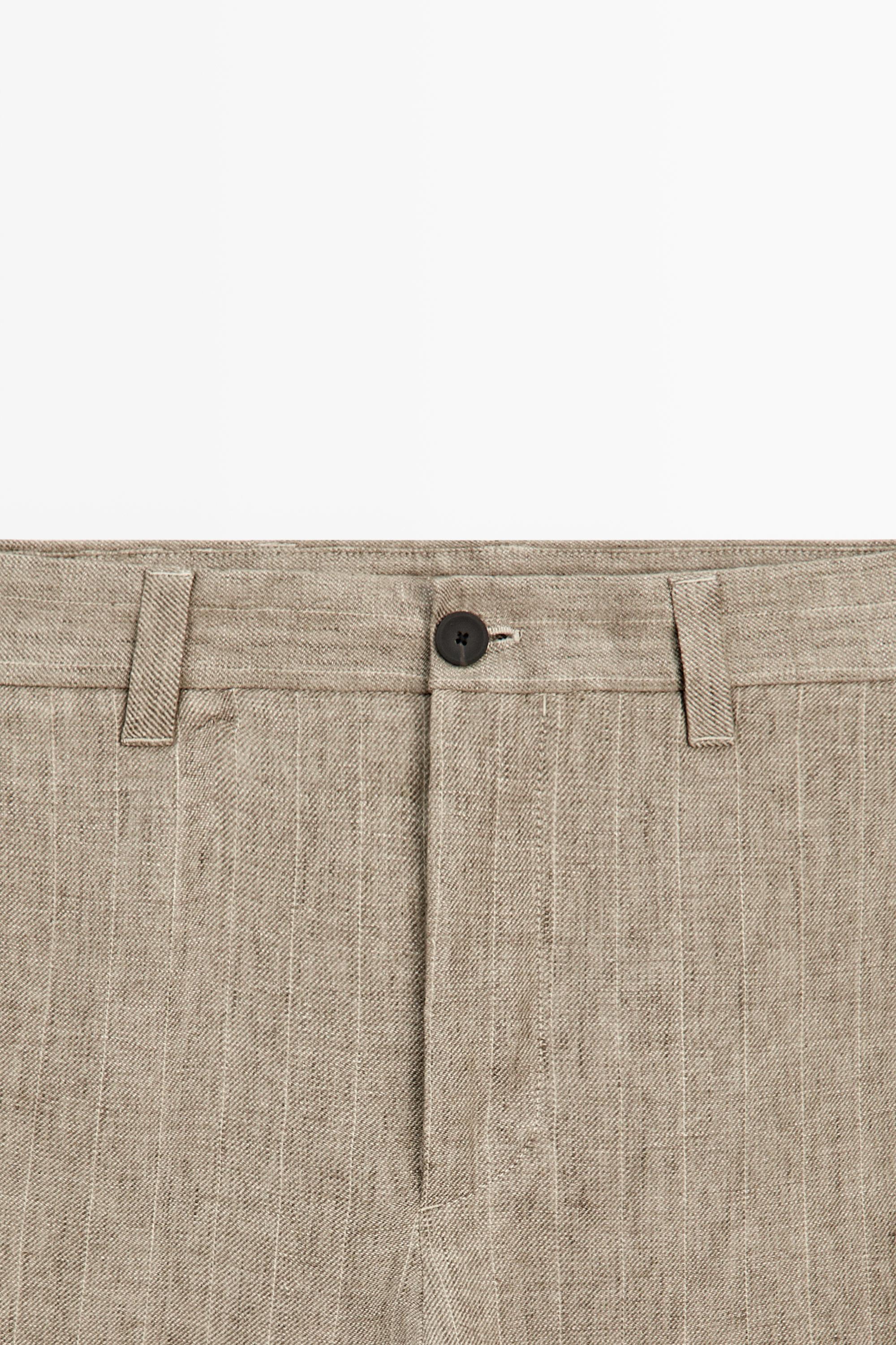 100% linen striped trousers